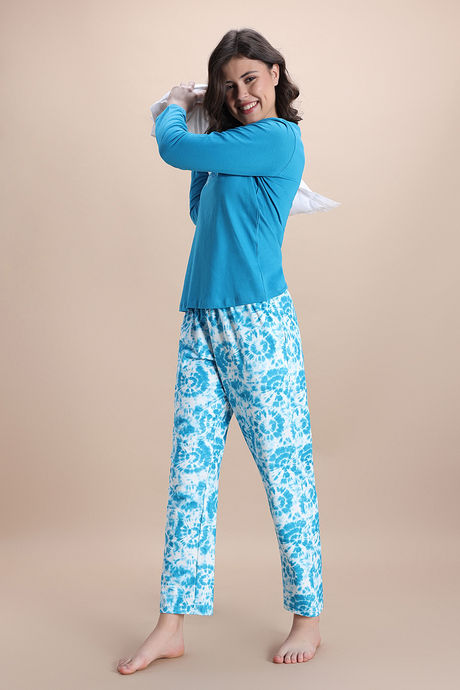 Zivame Knit Poly Pyjama Set - Hawiian Ocean — image 2